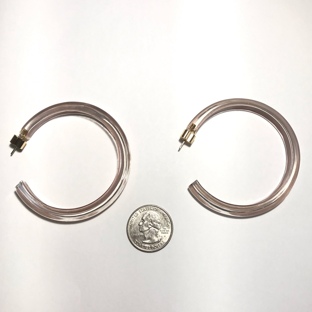 Brand New Alison Lou Nude Medium Lucite Hoops